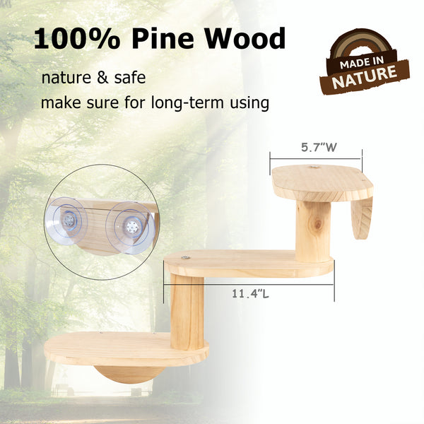 Cat Window Ladder 3-Levels for Indoor Cats Climbing Wood Window Shelf Cats Play and Watch Birds