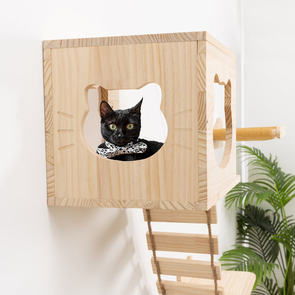Cat Climbing Shelves Wall Mounted for Indoor Cats Solid Wood Cat Wall House Furniture Set for Activity Climbers