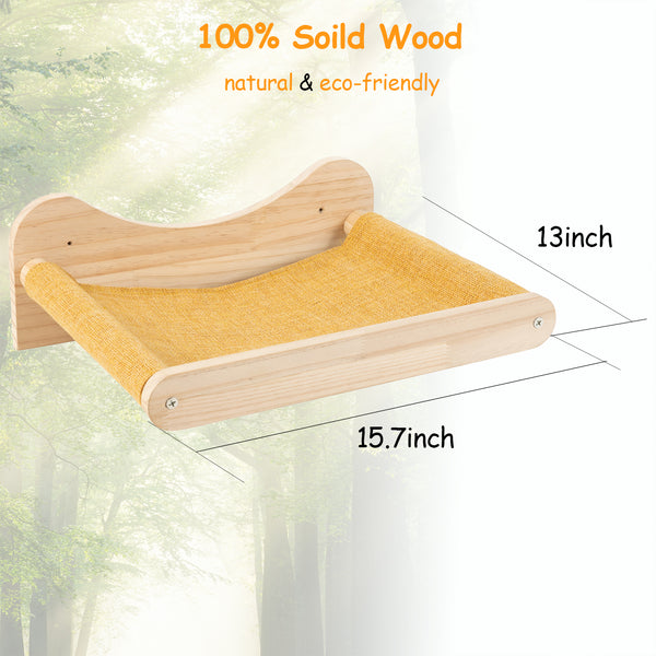 Cat Hammock Wall Mounted Cat Shelves Cat Perching Bed Solid Wood Cat Wall Furniture for Indoor Cats