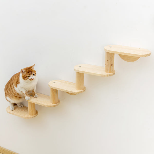 Corner Cat Ladder 5-Levels Wall Mounted Cat Stair Shelves for Indoor Cats Climbing Wood Cat Furniture
