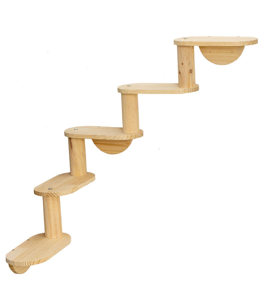 Cat Shelf for Wall Mount Hammock with 5-Levels Climbing Ladder Moon Cat Wall Shelves and Perches for Activity Indoor Cats Wall Furniture(5-Levels Steps)