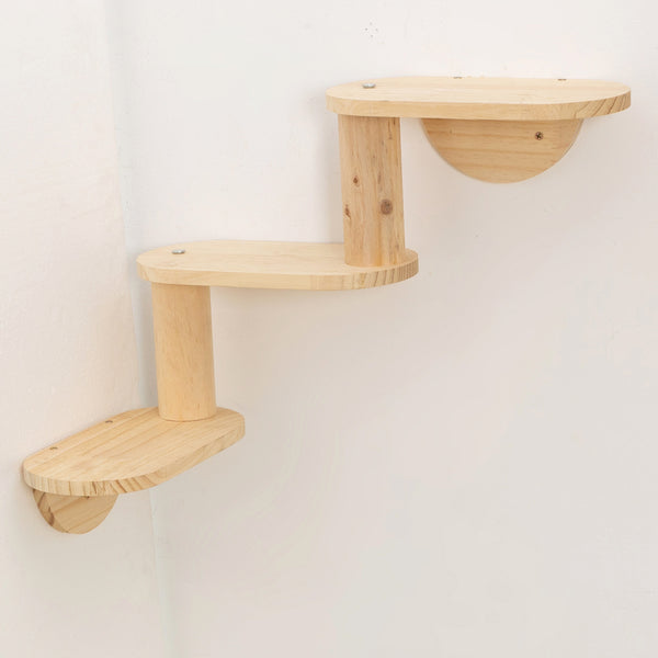 Corner Cat Ladder 5-Levels Wall Mounted Cat Stair Shelves for Indoor Cats Climbing Wood Cat Furniture
