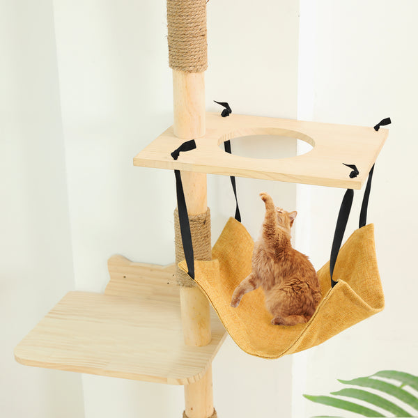 Cat Tree Wall Mounted With Hammock,Cat Climbing Shelves Wood Activity Tower Indoor Cats Wall Furniture