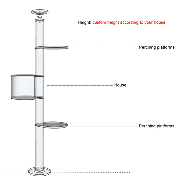 Floor to Celling Cat Tree with Multi Level Shelves for  Large Cats Climbing Sturdy Solid Wood Scratching Post Height Adjustable and Customized Available