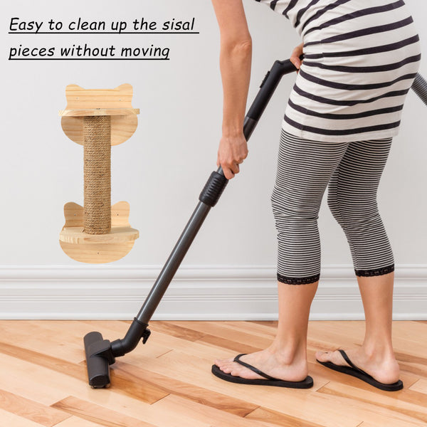 Cat Wall Mount Scratching Post Wood, Small Indoor Cat Rubbing Post Tree 19 inch with Mutil- Assembly Ways
