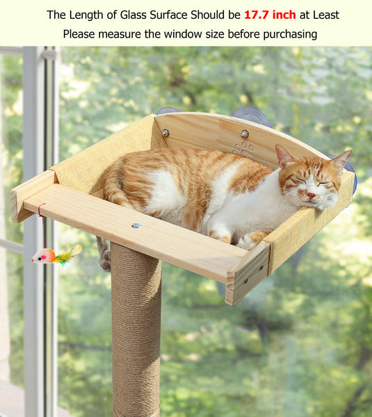 Cat Window Perch with Tall Scratching Posts, Inside 46" Climbing Tree Hammmock Mounted with Suction Cups for Sleeping,Playing and Watching Birds