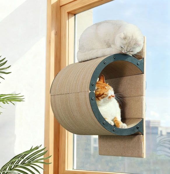 Cat Window Perch for Inside,Multi-Purpose Cat Shelves,Condo & Seat,Scratchable Suction Cups Large Window Bed for Hiding,Naping and Overlooking
