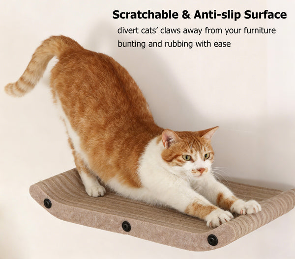 Wall Mounted Cat Shelves and Perches,Scratcher Cat Beds & Furniture for Indoor Cats, Soft PET Felt Feline Climbing Wall Set, Modern Jungle Gym System for Lounging and Sleeping(Set of 4)