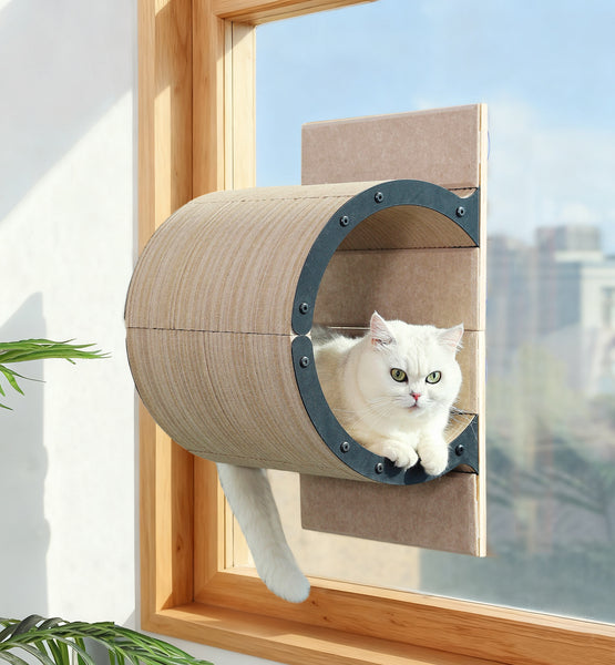 Cat Window Perch for Inside,Multi-Purpose Cat Shelves,Condo & Seat,Scratchable Suction Cups Large Window Bed for Hiding,Naping and Overlooking