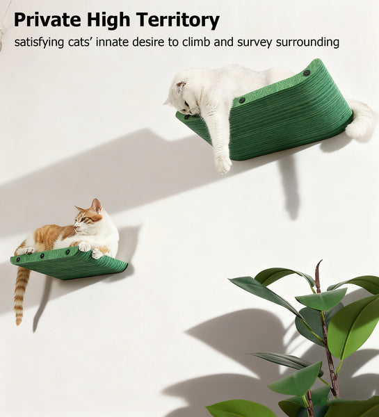 Wall Mounted Cat Shelves and Perches,Scratcher Cat Beds & Furniture for Indoor Cats, Soft PET Felt Feline Climbing Wall Set, Modern Jungle Gym System for Lounging and Sleeping(Set of 4)