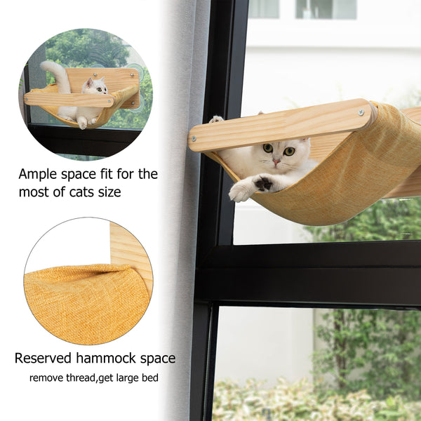 Cat Window Hammock Bed 4pcs/Set Cat Window Perch for Indoor Cats Seat with Two Shelves and One Scratching Post Sunction Cup Mounted