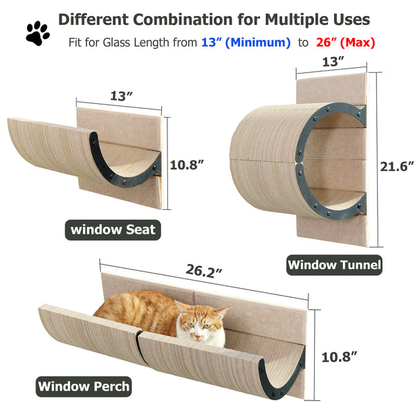 Cat Window Perch for Inside,Multi-Purpose Cat Shelves,Condo & Seat,Scratchable Suction Cups Large Window Bed for Hiding,Naping and Overlooking
