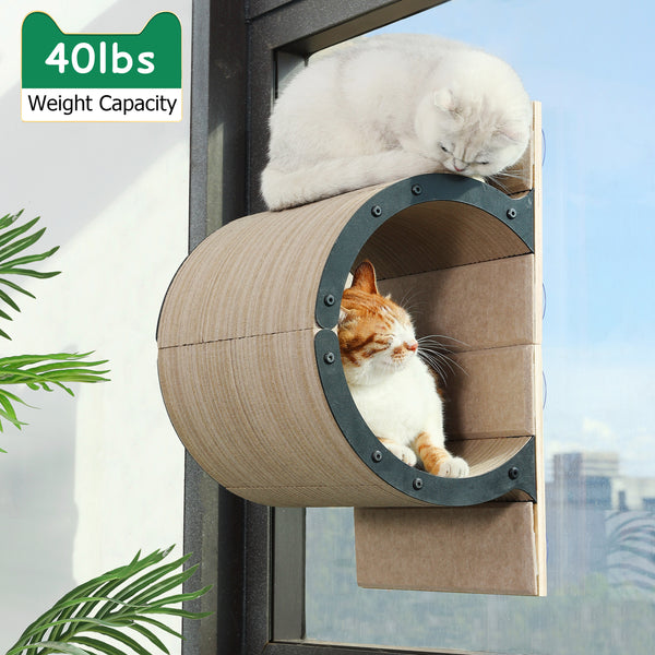 Cat Window Perch for Inside,Multi-Purpose Cat Shelves,Condo & Seat,Scratchable Suction Cups Large Window Bed for Hiding,Naping and Overlooking