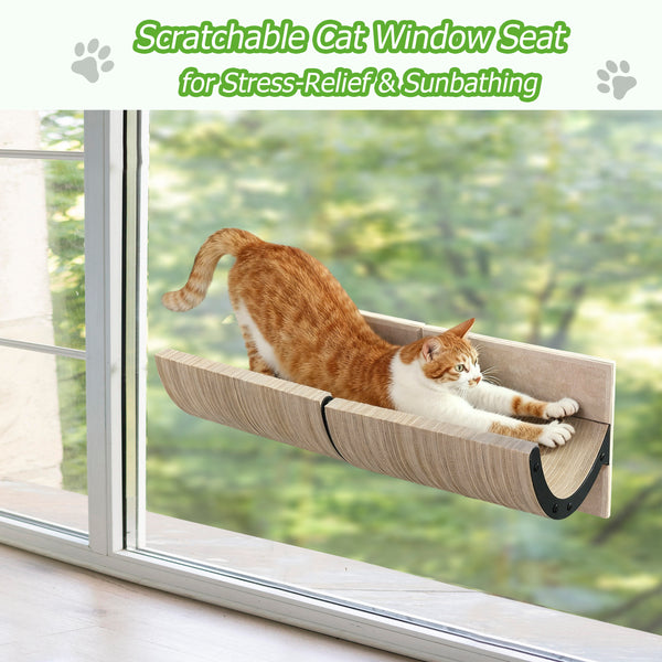 Cat Window Perch for Inside,Multi-Purpose Cat Shelves,Condo & Seat,Scratchable Suction Cups Large Window Bed for Hiding,Naping and Overlooking